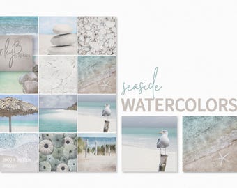 Seaside Watercolors – Coastal Beach Scenes – Sea Life and Sand Dollars – Ocean Shoreline Views – Tropical Turquoise Waters – Coastal Art