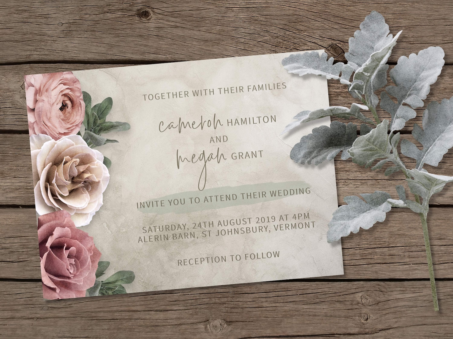 Dusty Rose Flowers Dusty Rose Wedding Floral Invitations Etsy