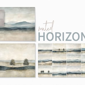 Muted Horizons – Minimalist Landscape Art – Soft Earth Tone Wall Decor – Tranquil Mountain Scenes – Serene Nature Prints – Calming Artwork