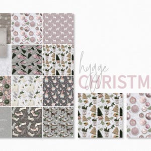 Hygge Weihnachten – Nahtlose nordische Wintermuster – Kuschelige Pullover und Wollsocken – Rosa und neutrale Weihnachten – Rustikale Skandinavische Muster