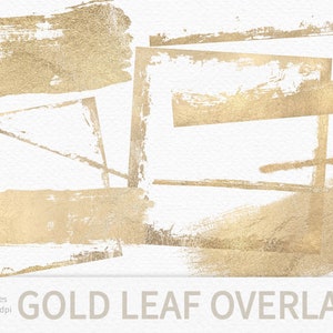 Blattgold-Bordüren-Overlays - Elegante metallische Akzente - Goldrahmen auf transparenten Hintergründen - Subtile Pinselstriche