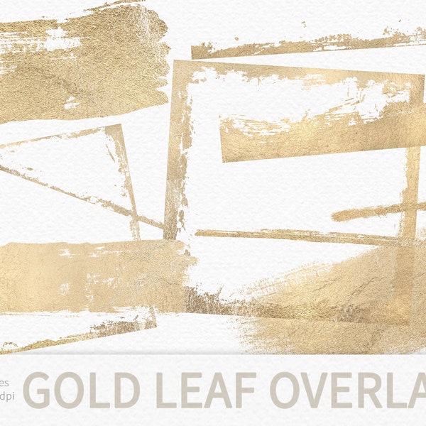 Gold Leaf Borders Overlay Clipart - Gold Flake Edges Transparent PNGs - Gold Foil Borders - Gold Design Elements - Gold Frames - Gold Foil