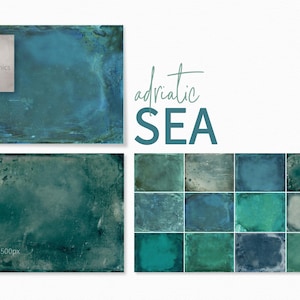 Mer Adriatique - Textures bleu océan vert - Teintes marines côtières - Couches bleu sarcelle profonde - Effets grunge patinés - Textures couleur mer