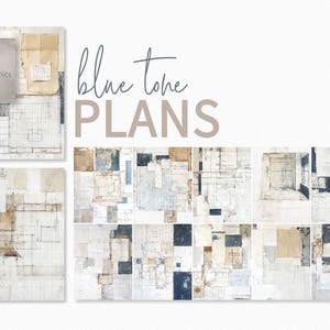 Piani in tonalità blu – Strati architettonici sbiaditi – Texture di bozze a griglia neutra – Superfici di carta millimetrata scritta a mano – Sovrapposizioni ispirate ai progetti