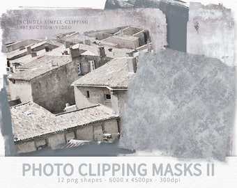Photo Clipping Masks II - Digital Photo Frames - Photo Frame Clipart - Grunge PNG Masks - Distressed Clipping Masks - Transparent PNG Masks