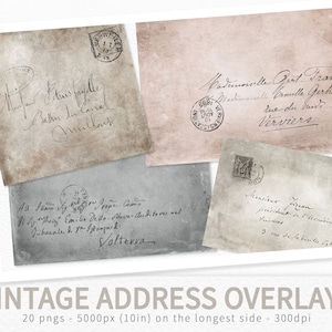 Vintage Adressen Overlays - Vintage Korrespondenz - Vintage Handschrift Overlay PNG - Antike Handschrift Overlay PNG