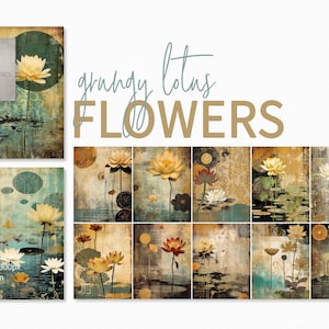 Grungy schilderijen lotusbloem - ongewenste dagboek lotusbloemen - noodlijdende lotusbloemen - grungy lotusbloesem - gedempte lotuspapier