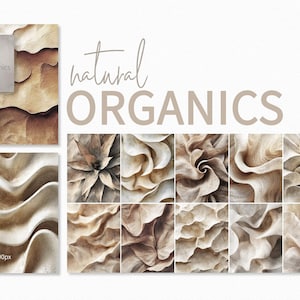 Puede incluir: Un conjunto de 12 texturas de papel digital con formas orgánicas en tonos marrones y blancos. Las texturas son perfectas para crear fondos, patrones y otros diseños.