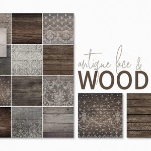 Antiek kant en hout - verweerde houten texturen met ingewikkelde kantpatronen overlays voor een vintage rustieke esthetiek