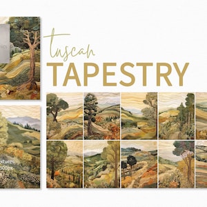 Tuscan Tapestry - Embroidered Landscape mages - Layered Countryside Views - Textured Threadwork Hills and Trees