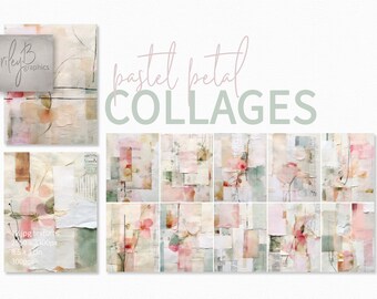 Pastel Petal Collages – Soft Abstract Florals – Delicate Layered Textures – Blush and Sage Florals – Subtle Botanical Fragments