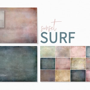 Sunset Surf – Getextureerde pastelkleurige achtergronden – Oceaanblauwe blos en zandtinten – Zonsondergang kleurtexturen Oceaan en zonsondergang gekleurde achtergronden