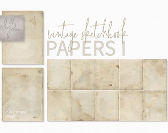 Vintage Sketchbook Papers 1 - Aged Grunge Textures - Authentic Dutch Artist Papers - Antique-Inspired Backgrounds - Rustic Paper Look