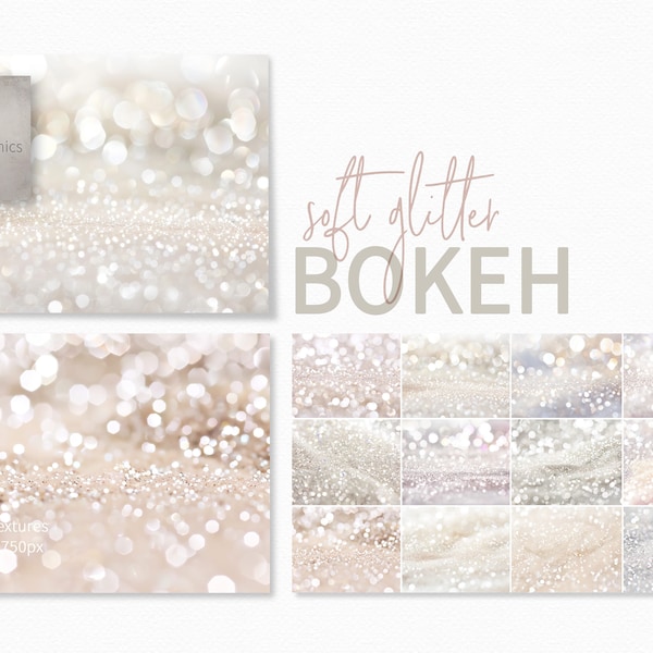 Soft Glitter Bokeh - White Bokeh Backgrounds - Pale Pink Bokeh Textures - Pastel Bokeh Backdrops - Blurred Light Textures - Glitter Bokeh