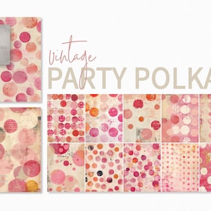 Polkas de fête vintage - Rose rétro ludique et pois corail - Motifs abstraits joyeux - Superposition de points peints fantasques et délavés
