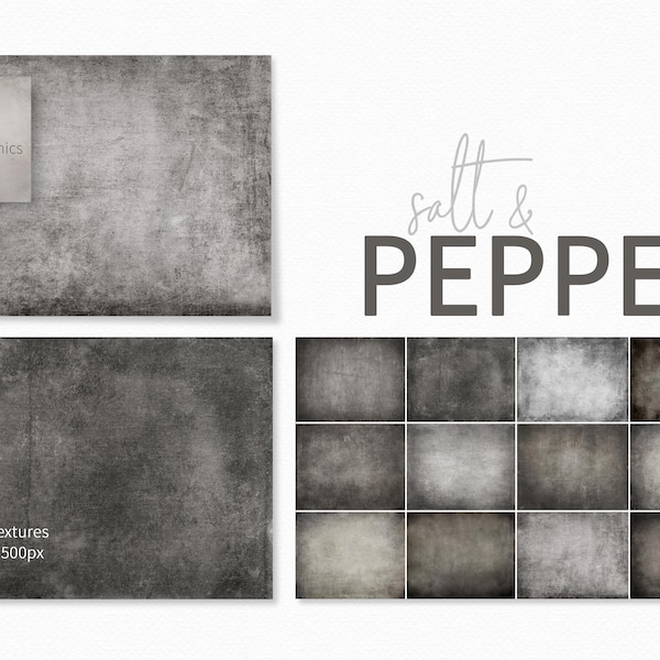 Salt and Pepper Textures - Monochrome Textured Backgrounds - Photo Backdrops - Photo Editing - Black and White Textured Overlays