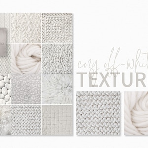 Cozy Off-White Textures – Soft Knit Patterns – Woven Wool Surfaces – Minimal Neutrals – Fuzzy Fabric Closeups – Warm Natural Tones