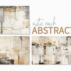 Estilo rústico ranchero - Abstractos neutros desgastados - Arte con textura desgastada - Beige terroso y negro - Arte mural minimalista - Impresiones en lienzo vintage