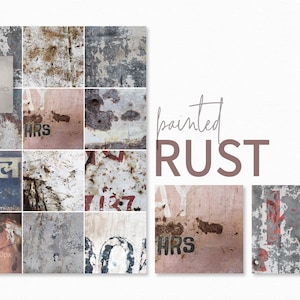 Painted Rust – Weathered Industrial Backgrounds – Vintage Rust Texture Layers – Faded Painted Metal Surfaces – Distressed Urban Art Set