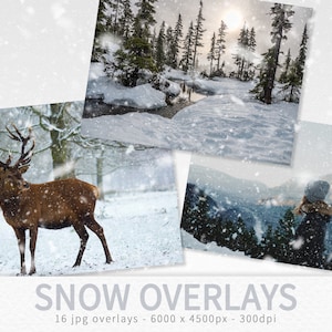 Snow Overlays - Falling Snow - Photo Overlays - Christmas Overlays - Winter overlays - Winter Photo editing - Editable Snow Overlays