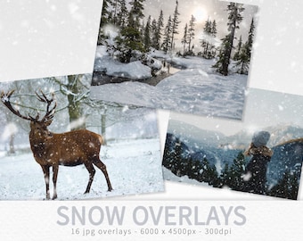 Snow Overlays - Falling Snow - Photo Overlays - Christmas Overlays - Winter overlays - Winter Photo editing - Editable Snow Overlays