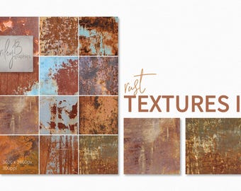 Rust Textures 1 – Weathered Metal Surface Backgrounds – Industrial Grunge Texture Pack – Orange Blue Rust Photography – Distressed Metal