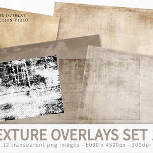 Textur Overlays Set 18 - Transparente Grunge Overlays - Textur Clipping Masken - Fotobearbeitungs Overlay - Transparente PNG Texturen