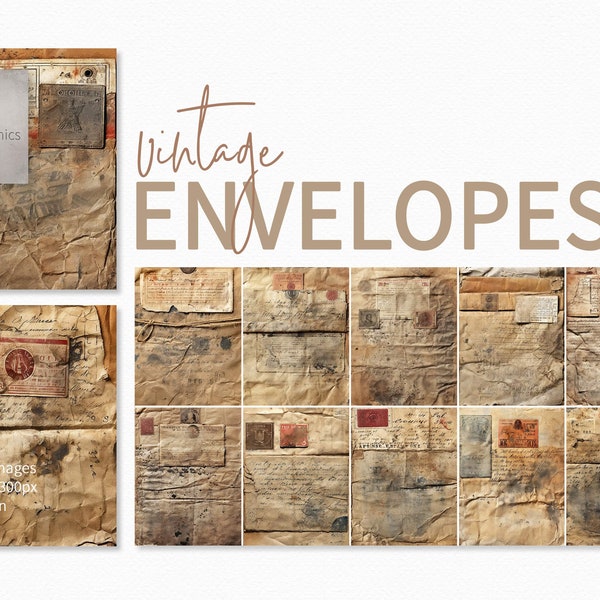 Vintage Envelopes - Digital Painted Envelopes - Old Envelopes - Envelope Backgrounds - Antique Envelope Textures - Grungy Envelopes