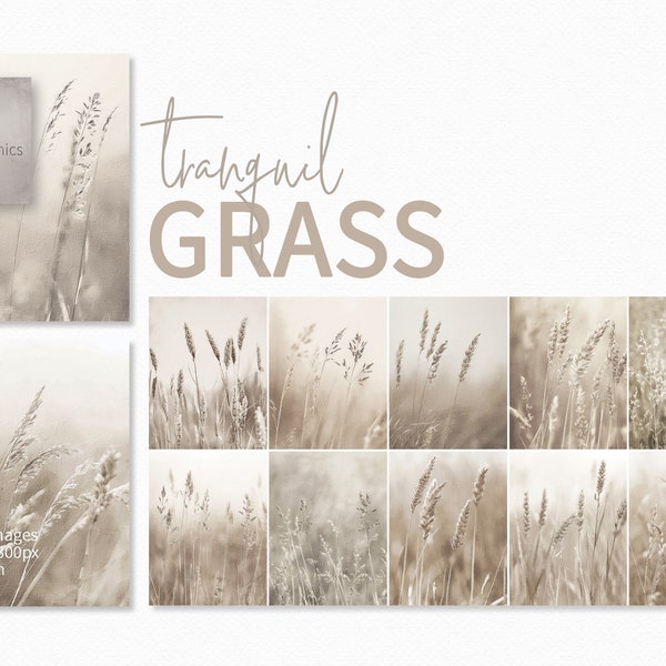 Tranquil Grass Paintings - Neutral Grass Paintings - Dried Grass Backgrounds - Beige Grass Art - Pale Grass Paintings - Soft Grass Wall Art