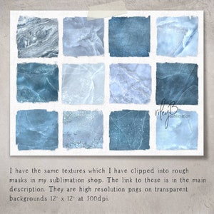 May include: A set of 9 digital paper textures in shades of blue, featuring a marble-like pattern. The textures are high resolution and perfect for use in digital design projects.