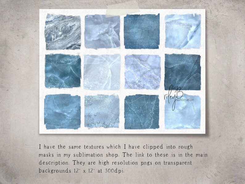 May include: A set of 9 digital paper textures in shades of blue, featuring a marble-like pattern. The textures are high resolution and perfect for use in digital design projects.