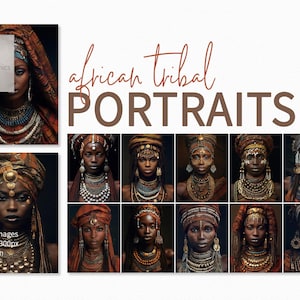 African Tribal Paintings - African Women Paintings - Tribal Women Portrait Paintings - Moody African Portraits - Adorned African Women Art