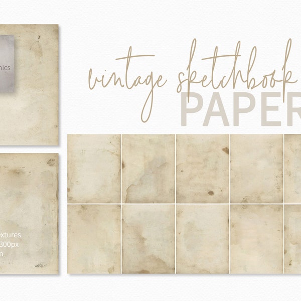 Vintage Skizzenbuch Papiere - Digitale Grunge Papiere - Bilder von altem Papier - Vintage Papier Hintergründe - Distressed Paper Textures