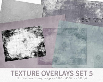 Texture Overlays Set 5 - Transparent Grunge Overlays - Texture Clipping Masks - Photo Editing Overlay - Transparent PNG Textures