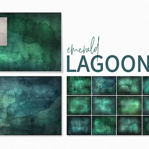 Emerald Lagoon - handgeschilderde aquareltexturen - verlichte groene wassingen - diepe teallagen - sfeervolle geverfde oppervlakken