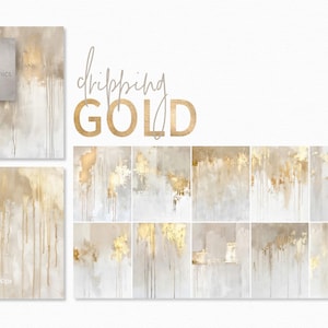 Oro gocciolante - Texture di vernice metallica astratta - Lussuosa tela neutra - Design minimalista moderno - Sottili accenti dorati
