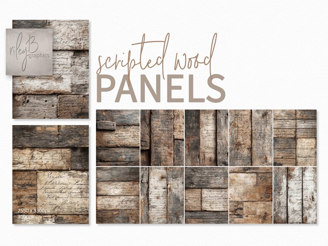 Scripted Wood Panels – Vintage Handwritten Wood Texture Collection ...