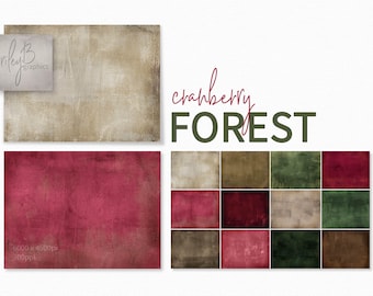 Foresta di mirtilli rossi – Sfondi rustici con texture rosse e verdi – Sfondi grunge caldi e neutri – Collezione di texture vintage nei toni della terra