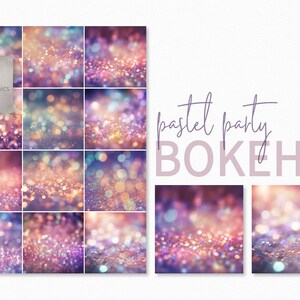 May include: A set of 12 digital backgrounds featuring pastel coloured bokeh lights. The backgrounds are perfect for adding a touch of sparkle and magic to your designs.
