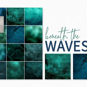 Onder de golven – Diepe oceaantexturen – Donkerblauwe groene oppervlakken – Kustwaterlagen – Ondergedompelde zee-effecten – Sfeervolle watertonen