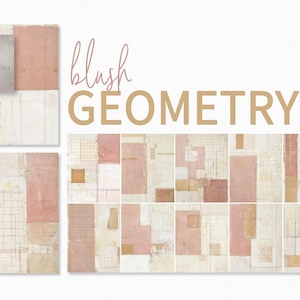 Geometría ruborizada - Arte moderno ruborizado - Arte minimalista - Decoración abstracta - Abstractos en rosa suave - Estética geométrica - Collages geométricos ruborizados