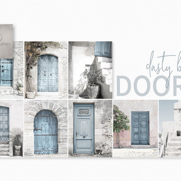 Dusty Blue Door Digital Prints - Old Blue Doors - Blue Greek Doors - Old French Doors - Vintage Door Prints - Door Wall Art - Dusty Blue Art