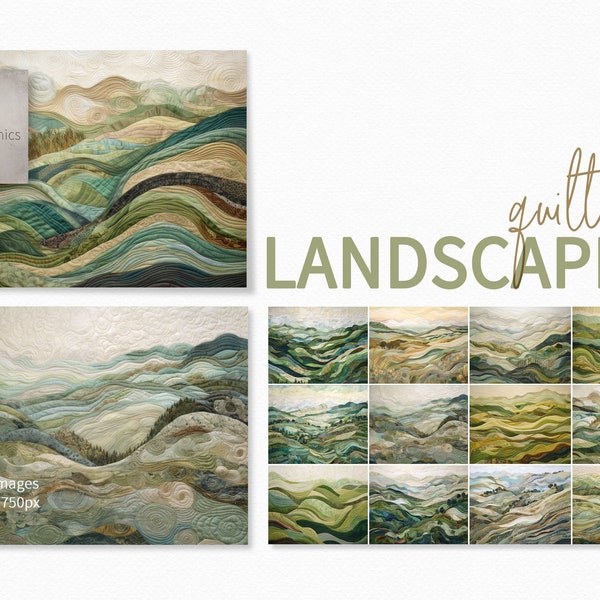 Gewatteerde landschapsafbeeldingen - Landschappen met gewatteerd effect - Landschappen in tinten groen - Landschapsafbeeldingen met stoftextuur - Dromerige landschappen