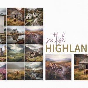 Schotse Hooglanden – Misty Highland Cottages – Schotse Glen-landschappen – Wilde distels en koeien – Humeurige bergvalleien – Rustieke ruïnes