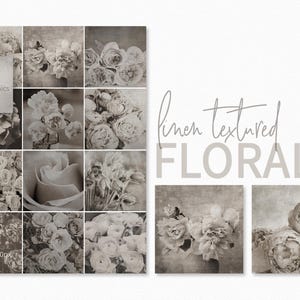 Linnen bloementextuur - vintage bloemsierkunst - zachte neutrale bloemen - rustieke botanische prints - oude bloemenstructuren - antieke bloemenkunst