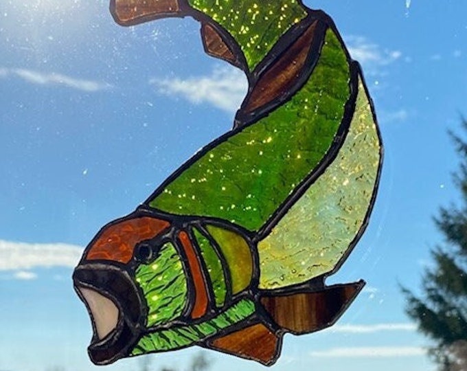 Sparkling Trout Stained Glass Suncatcher Shimmers as If You Etsy