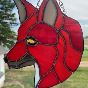 Red/Orange Stained Glass Fox Suncatcher! Father&#39;s Day Gift or Gift for Fox Lover&#39;s and Animal Lover&#39;s! One Of A Kind! RETIRING 12/31/2025