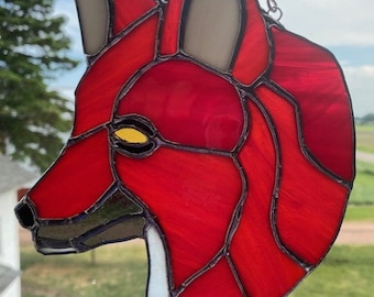 Red/Orange Stained Glass Fox Suncatcher! Father's Day Gift or Gift for Fox Lover's and Animal Lover's! One Of A Kind! 's will love him!