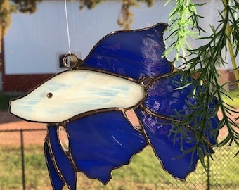 Betta! Stained Glass Suncatchers! Colorful Betta's with their own branch and greenery to mimic a real Aquarium setting!