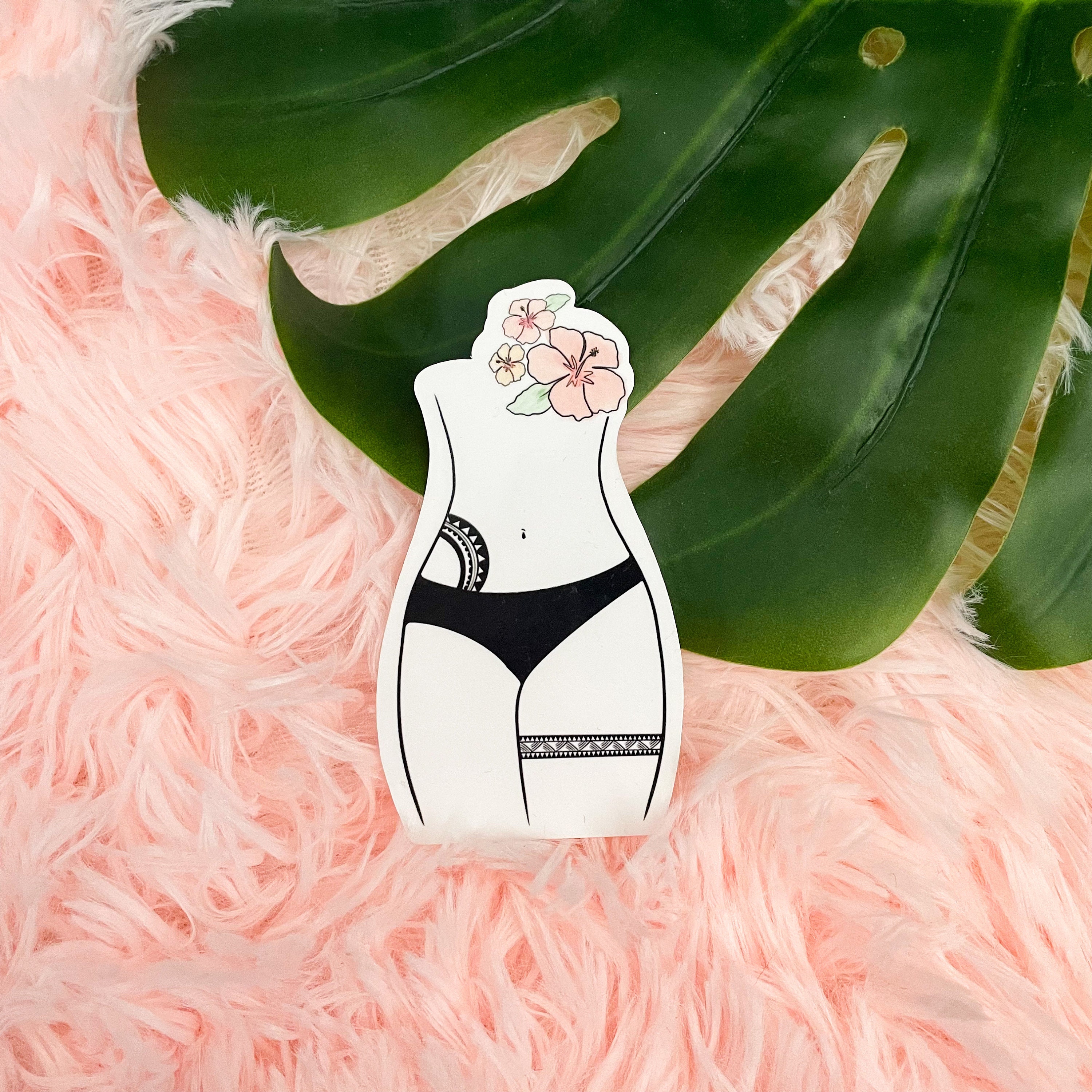 Feminine Body Positivity Rose Minimalist Line Art Sticker Laptop Waterproof Waterbottle Sticker Self Love Line Art Sticker Feminist